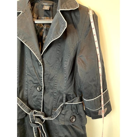 Robert Louis Women's Trench Coat Tie Waist Slim Split Long Sleeves Blue Size M - Picture 6 of 6
